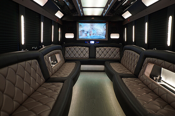 classy party bus interior