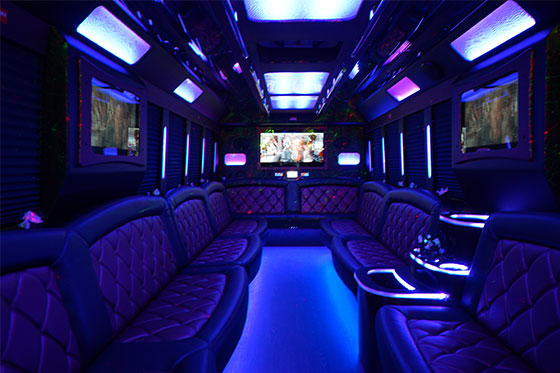 ample party bus interior