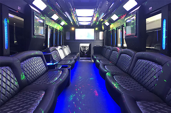 glamorous party bus amenities
