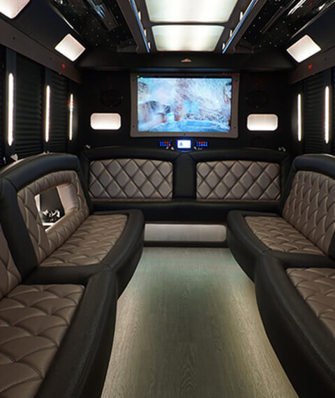 limo bus with tv screens